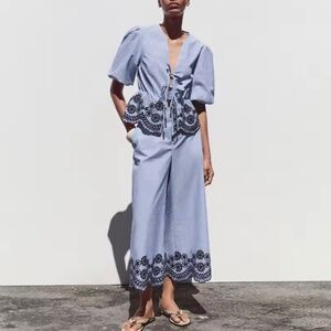 Zara Stripe embroidery Top(Small)